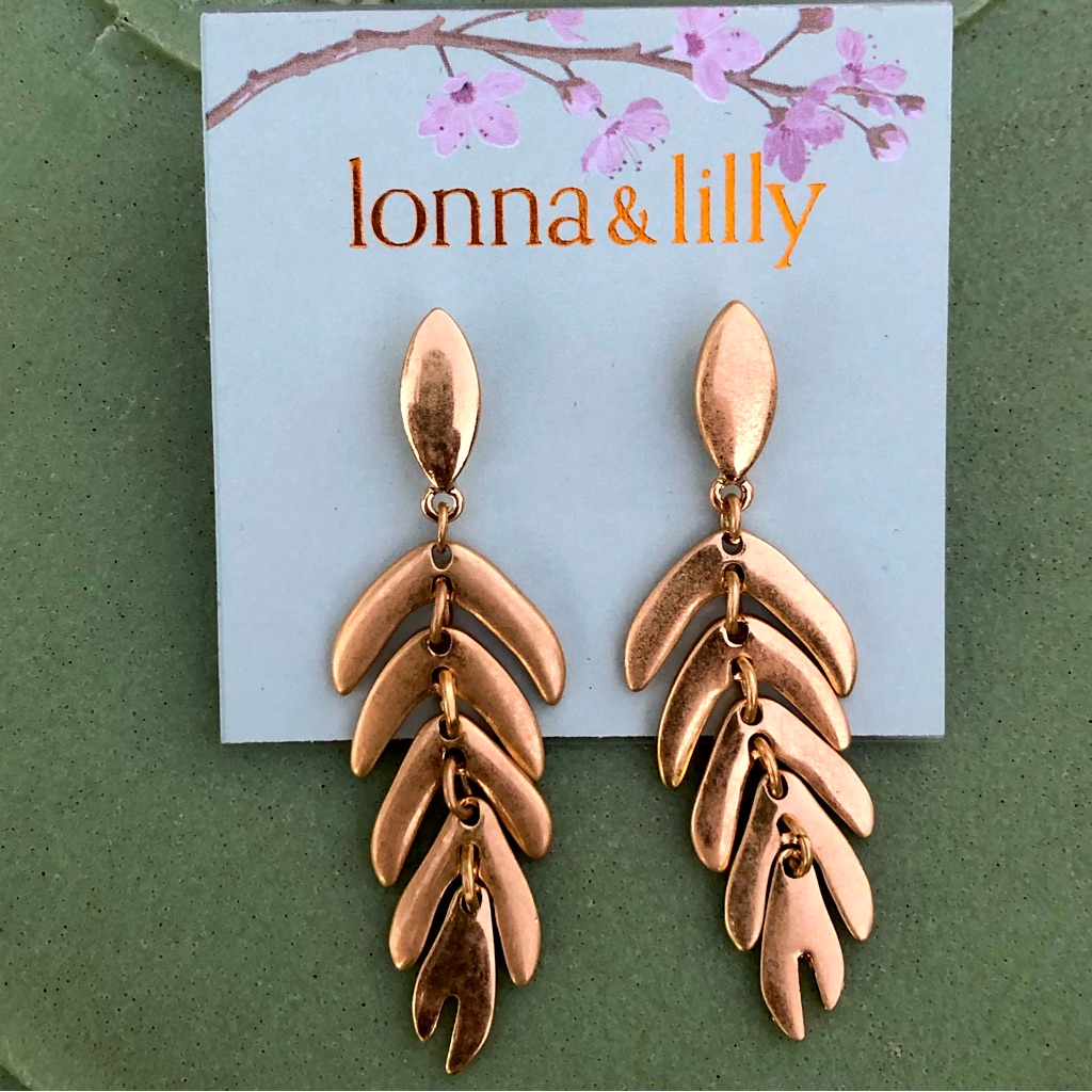 Nwt Lonna Lilly Rose Gold Colored Dangle Earrings 18$